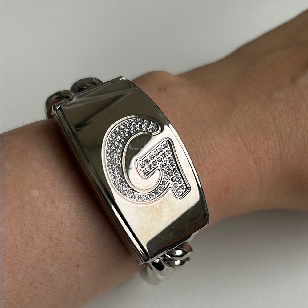 Men's Guess G Silver Cuban Bracelet Hidden Watch